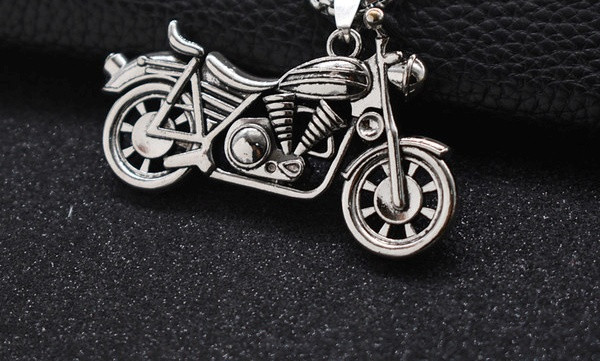 Stilīgs vīriešu ķēdes garais modelis ar motocikla kulonu