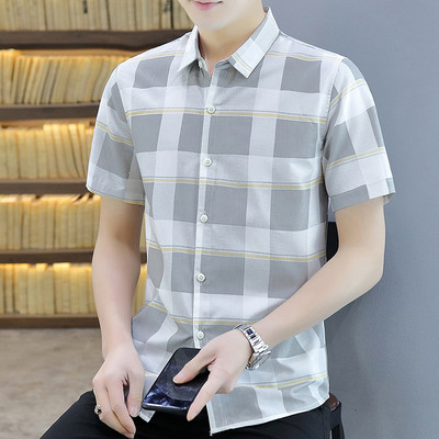 Šiuolaikiški vyriški languoti marškiniai su sagomis ir trumpomis rankovėmis