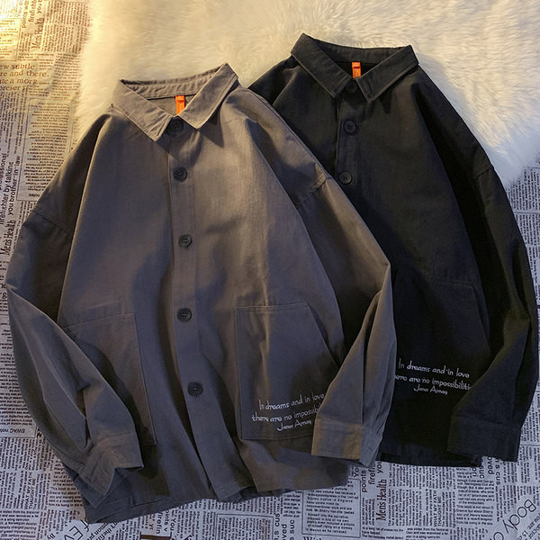 Пролетно-есенна риза с надписи за мъже