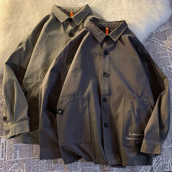 Пролетно-есенна риза с надписи за мъже