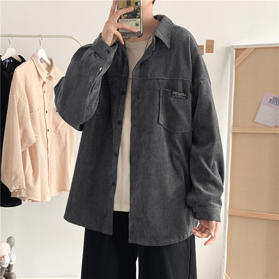 Широк модел риза от рипсено кадифе с джоб