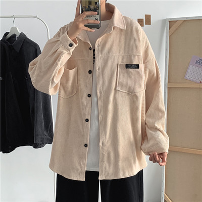 Широк модел риза от рипсено кадифе с джоб