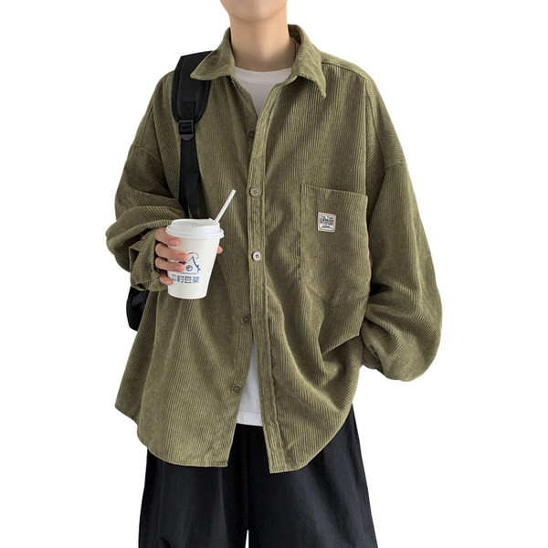 Широк модел риза от рипсено кадифе с джоб