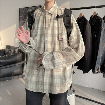 Широк модел карирана риза с джобове