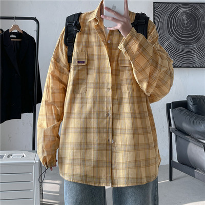 Широк модел карирана риза с джобове