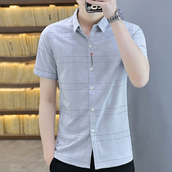 Стилна мъжка риза с копчета и къси ръкави