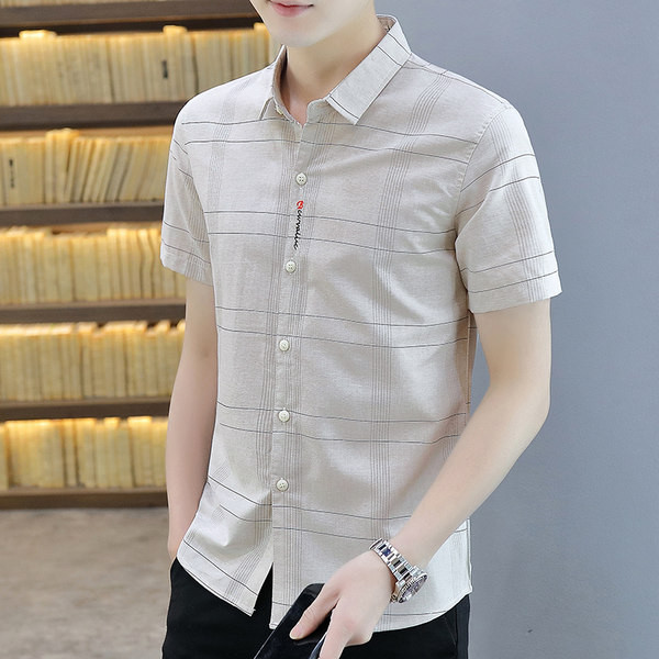 Стилна мъжка риза с копчета и къси ръкави