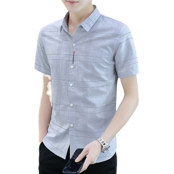 Стилна мъжка риза с копчета и къси ръкави