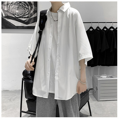 Ежедневна мъжка риза с 3/4 ръкав и копчета 