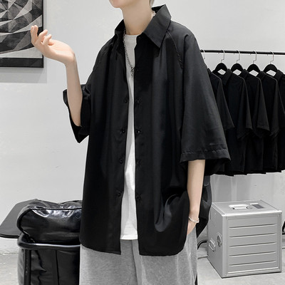 Ежедневна мъжка риза с 3/4 ръкав и копчета 