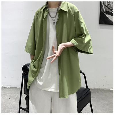 Ежедневна мъжка риза с 3/4 ръкав и копчета 