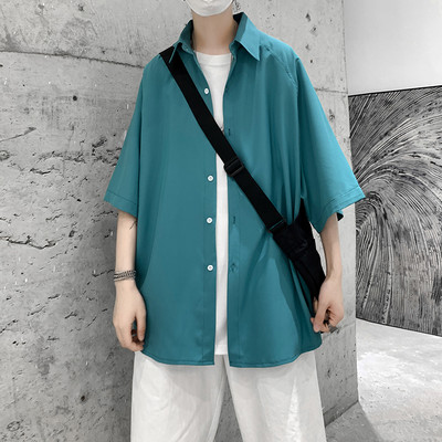 Ежедневна мъжка риза с 3/4 ръкав и копчета 