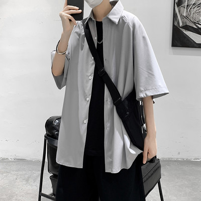 Ежедневна мъжка риза с 3/4 ръкав и копчета 