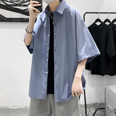 Ежедневна мъжка риза с 3/4 ръкав и копчета 