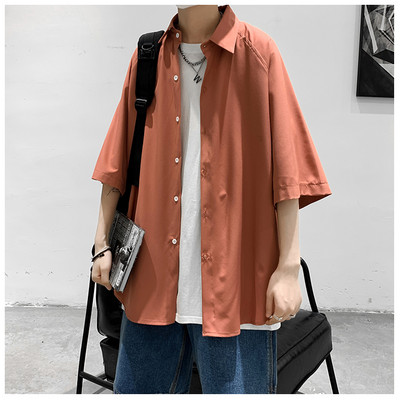 Ежедневна мъжка риза с 3/4 ръкав и копчета 