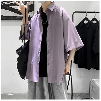 Ежедневна мъжка риза с 3/4 ръкав и копчета 