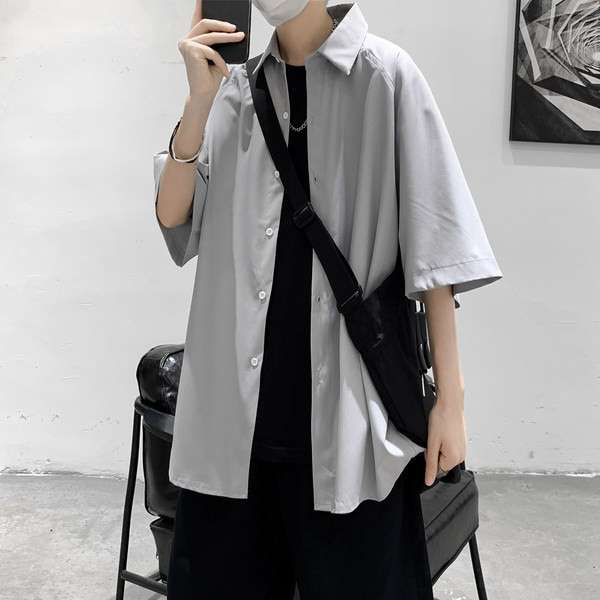 Ежедневна мъжка риза с 3/4 ръкав и копчета 