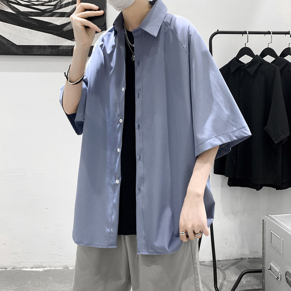 Ежедневна мъжка риза с 3/4 ръкав и копчета 