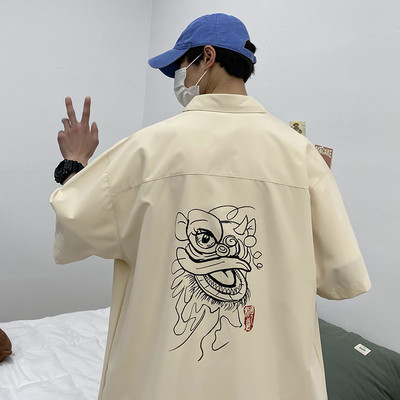 Мъжка риза широк модел с 3/4 ръкав и апликация на гърба