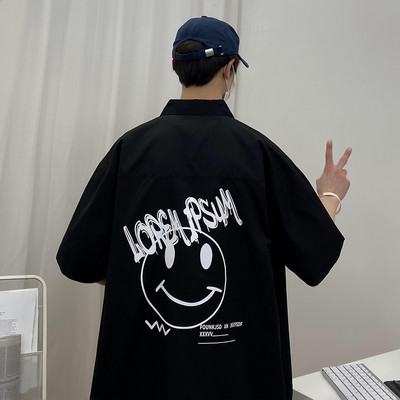 Мъжка риза широк модел с 3/4 ръкав и апликация на гърба