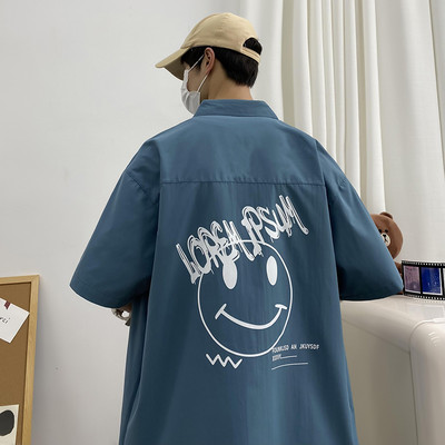 Мъжка риза широк модел с 3/4 ръкав и апликация на гърба