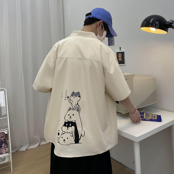 Мъжка риза широк модел с 3/4 ръкав и апликация на гърба 