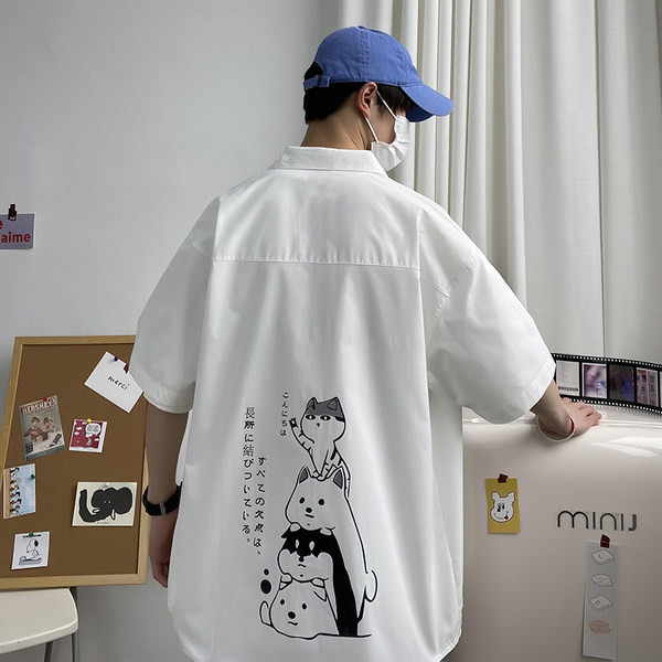 Мъжка риза широк модел с 3/4 ръкав и апликация на гърба 