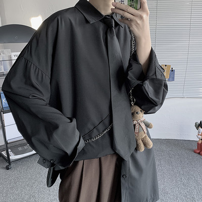 Изчистен модел широка риза с копчета за мъже