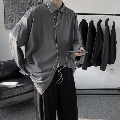 Изчистен модел широка риза с копчета за мъже