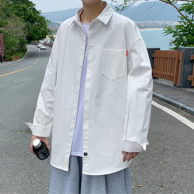 Ежедневна мъжка риза с дълъг ръкав  копчета и джоб 