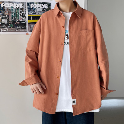 Ежедневна мъжка риза с дълъг ръкав  копчета и джоб 