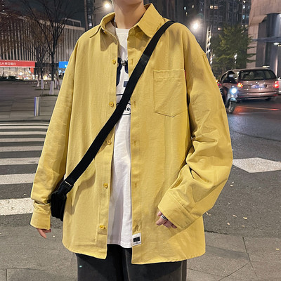 Ежедневна мъжка риза с дълъг ръкав  копчета и джоб 