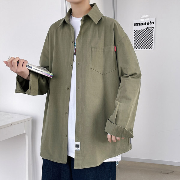 Ежедневна мъжка риза с дълъг ръкав  копчета и джоб 