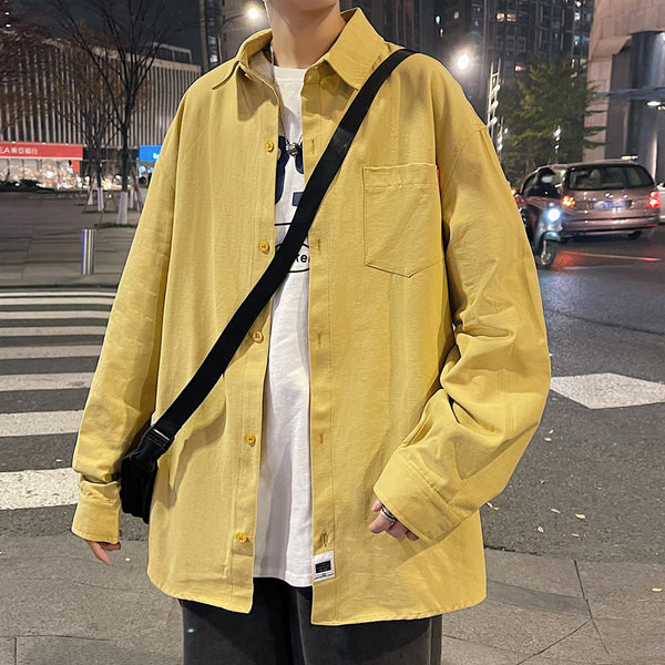 Ежедневна мъжка риза с дълъг ръкав  копчета и джоб 