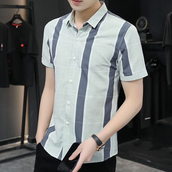 Мъжка лятна риза с класическа яка и копчета