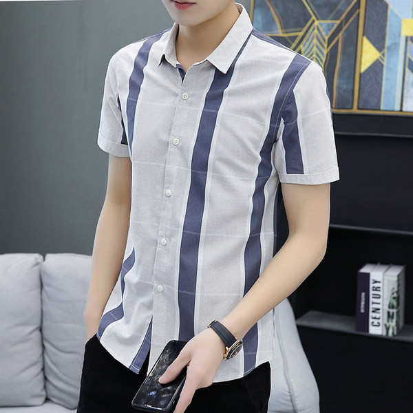 Мъжка лятна риза с класическа яка и копчета