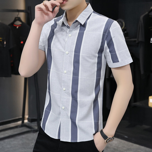 Мъжка лятна риза с класическа яка и копчета