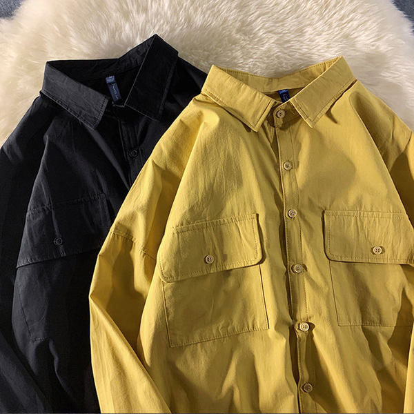 Широк модел риза с копчета и джобове