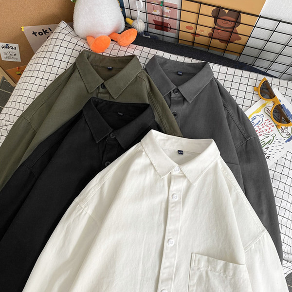 Широк изчистен модел мъжка риза с джоб 