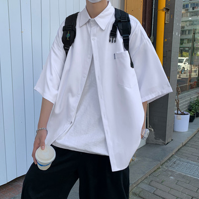 Мъжка риза с 3/4 ръкав с копчета и джоб 