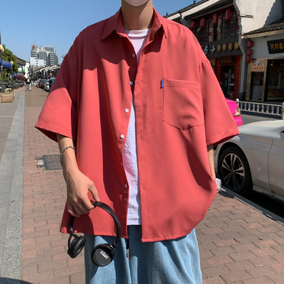 Мъжка риза с 3/4 ръкав с копчета и джоб 