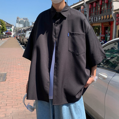 Мъжка риза с 3/4 ръкав с копчета и джоб 