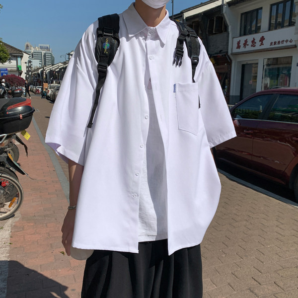 Мъжка риза с 3/4 ръкав с копчета и джоб 