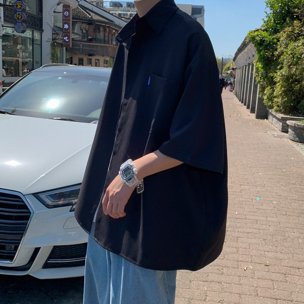 Мъжка риза с 3/4 ръкав с копчета и джоб 