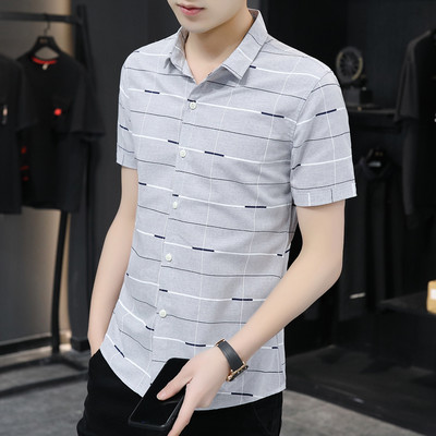 Нов модел мъжка риза с къс ръкав и яка