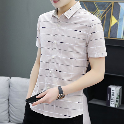 Нов модел мъжка риза с къс ръкав и яка