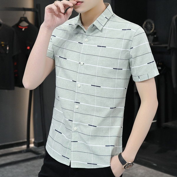 Нов модел мъжка риза с къс ръкав и яка