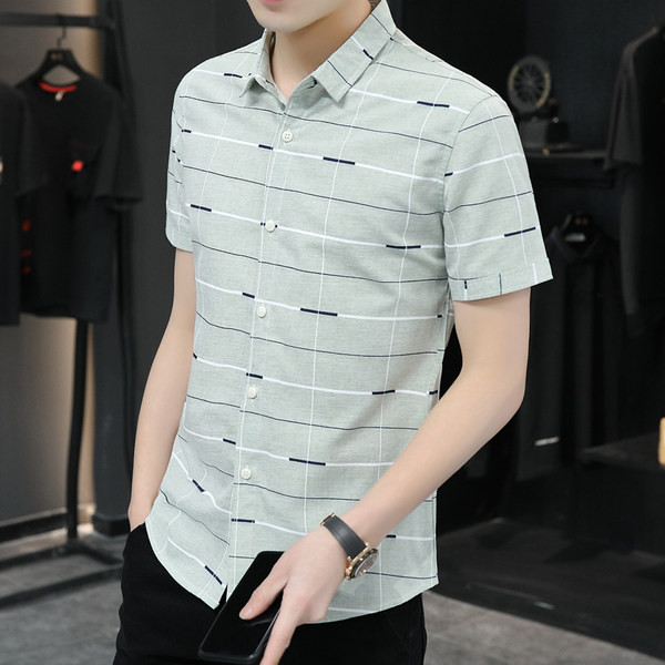 Нов модел мъжка риза с къс ръкав и яка