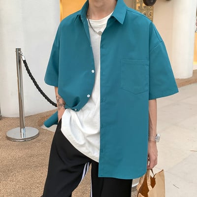 Ежедневна риза с 3/4 ръкав и копчета за мъже 