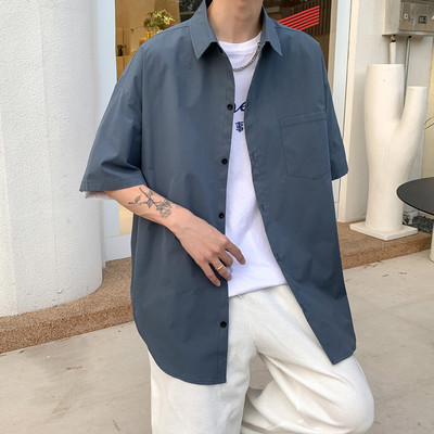 Ежедневна риза с 3/4 ръкав и копчета за мъже 